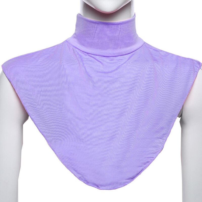 Women Turtleneck Dickey Muslim Modal Detachable Half Top Solid Color False Collar Islamic Hijab Extension Neck Cover: Lavender