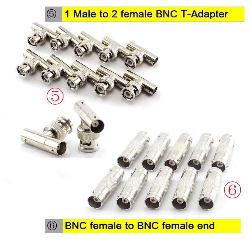 1Pcs Bnc Rca Male Female Naar Bnc Rca Mannelijke Vrouwelijke Adapter Plug Coax Kabel Video Audio Draad Converter Connector voor Cctv Camera W1