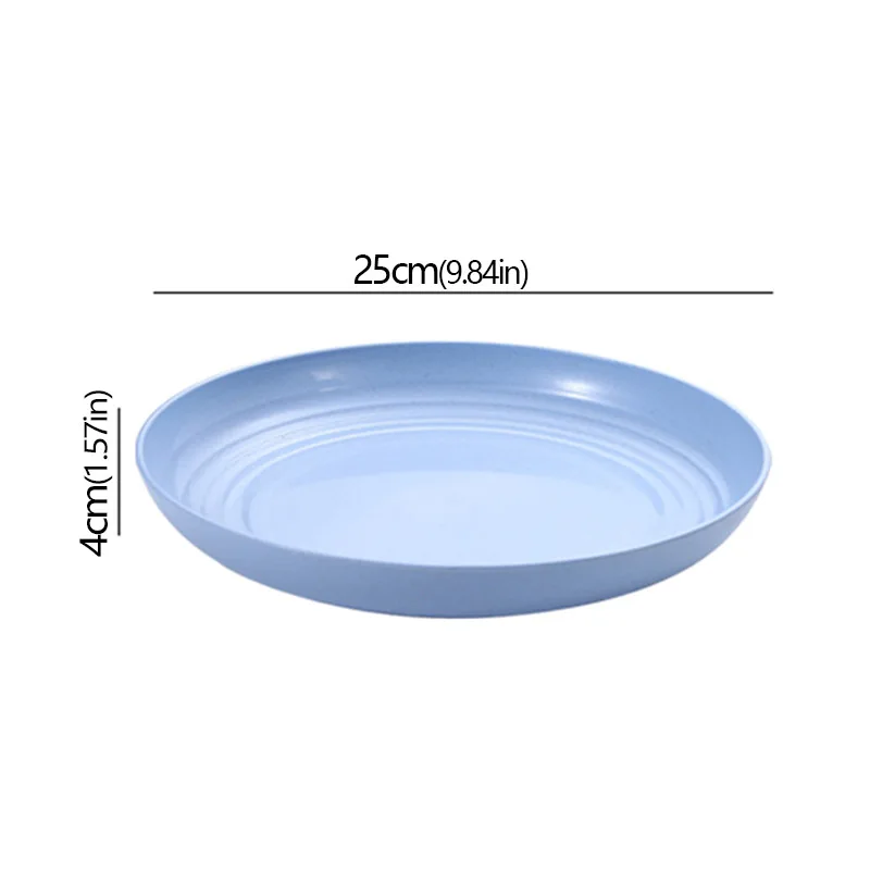 Wheat Straw Solid Color Round Plates Salad Dessert Dinner Reusable Microwave Safe Anti Fall And Shatter Plates Fruit Plate: Champagne