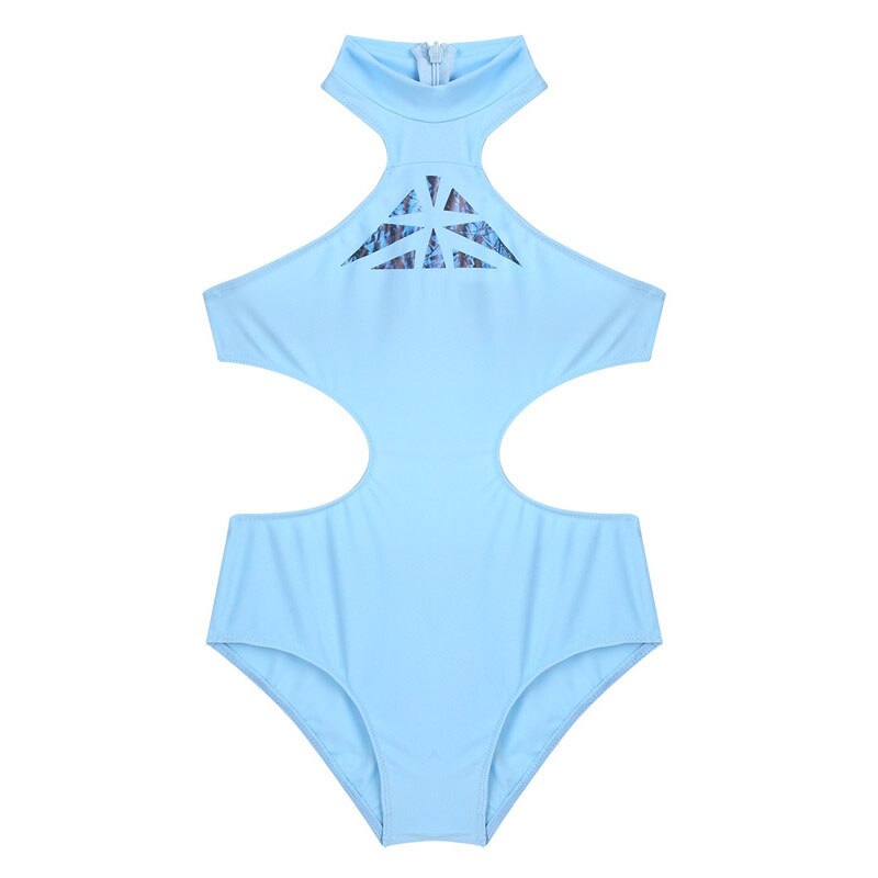 Kids Girls Sleeveless Leotard for Ballet Dance Mock Neck Cutouts Waist Racer Back with Zipper Gymnastics One-piece Jumpsuit