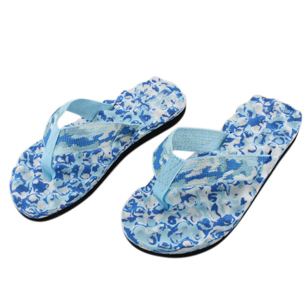 MUQGEW Women Slippers Summer Beach Camoflage Flip flop Summer Flip Flops Shoes Comfy Foot massage indoor & outdoor Slipper: Blue / 37