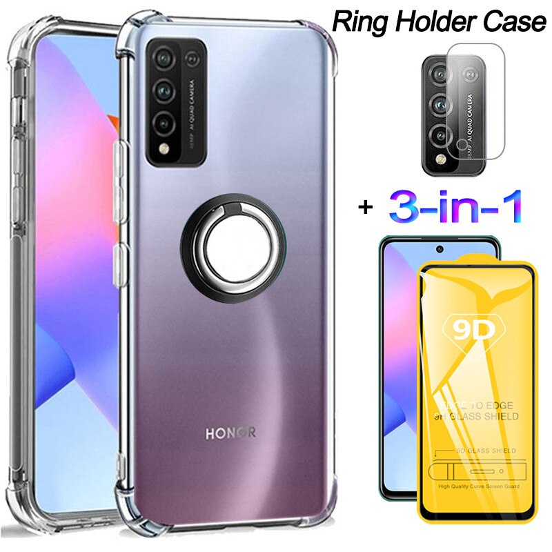 capa, glass + ring case for honor 10x lite huawei honor 10i soft clear anti-shock cover honor10 lite phone cases honor 10 x lite: honor 10x lite / 3-in-1