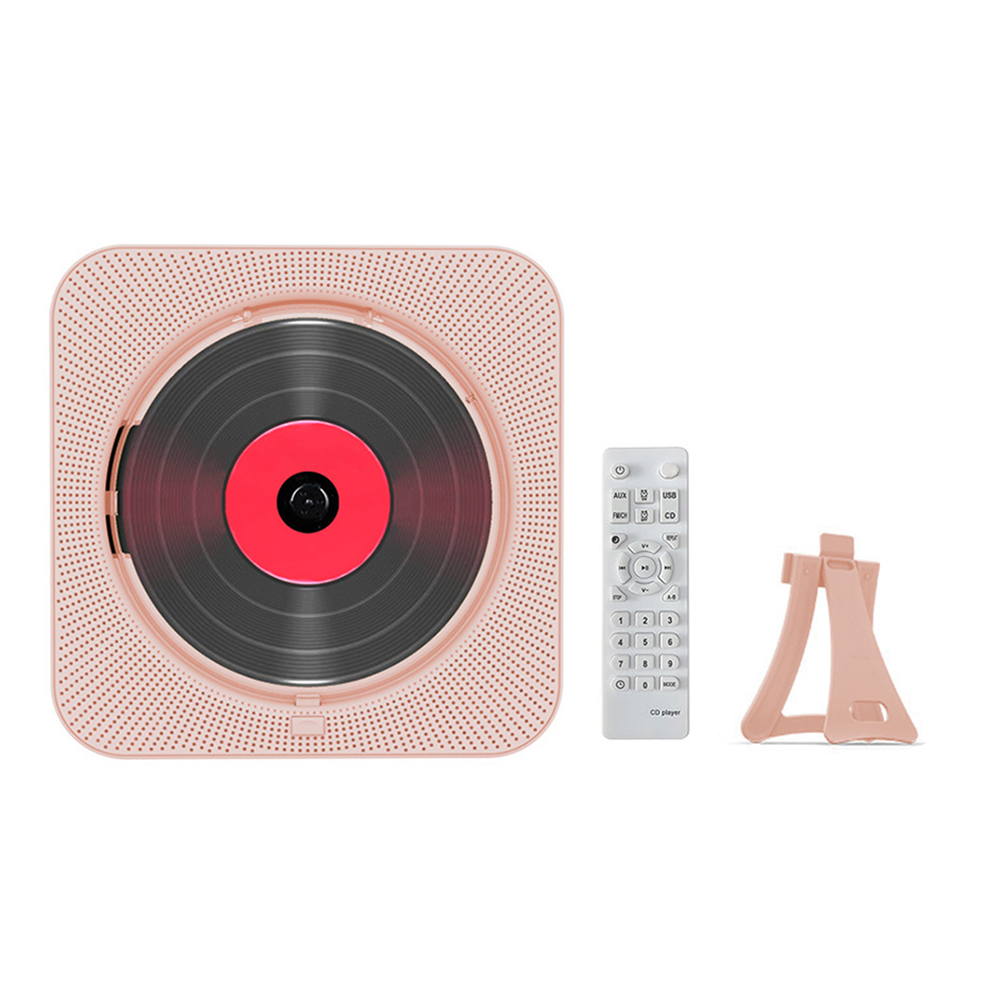 Bärbar cd-multimediaspelare fm-radio bluetooth-kompatibel 5.1 musikspelare 3.5mm musikspelare infraröd trådlös fjärrkontroll: Kaffe
