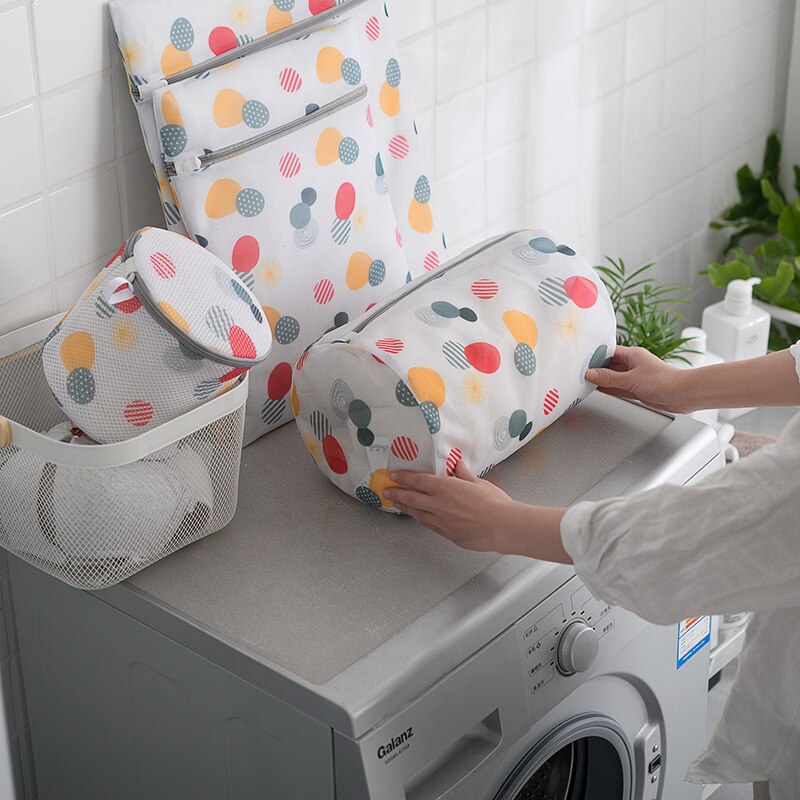 Stippenprint rits mesh waszak polyester waszak voor ondergoed sokken wasmachine zakje kleding bh-zakken