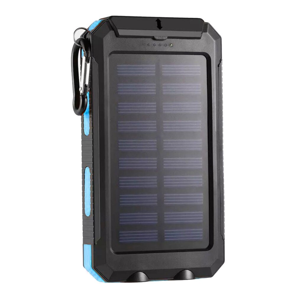 1.5W 5V 2.1A 1A Waterproof LED Light Dual USB DIY Solar Power Bank Case Kits Battery Charger External Box Flashlight Plastic: Blue