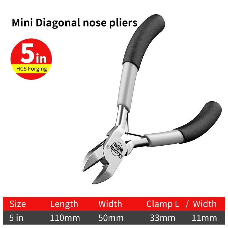 Herramientas manuales multifuncionales de 5 ", equipo de alicates para joyería, alicates de corte de punta redonda para fabricación de joyas, accesorios hechos a mano: Negro