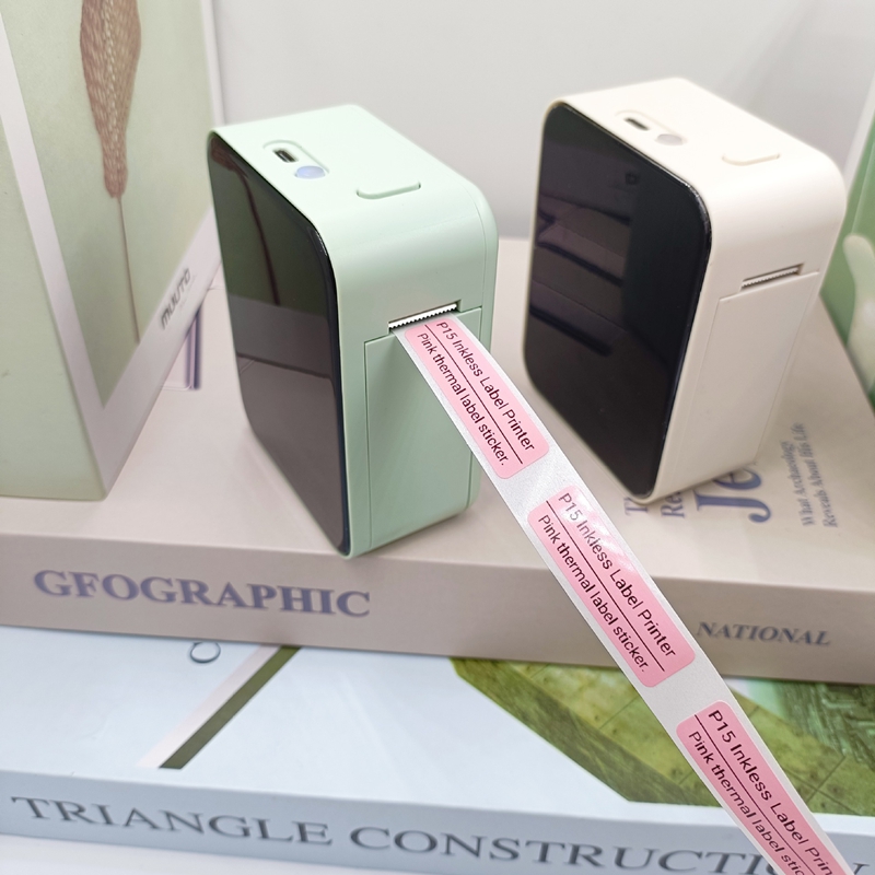 P15 Portable Wireless Bluetooth Thermal Printer Mini Label Printer Inkless Adhesive Printing Machine Sticker Labeling Machin