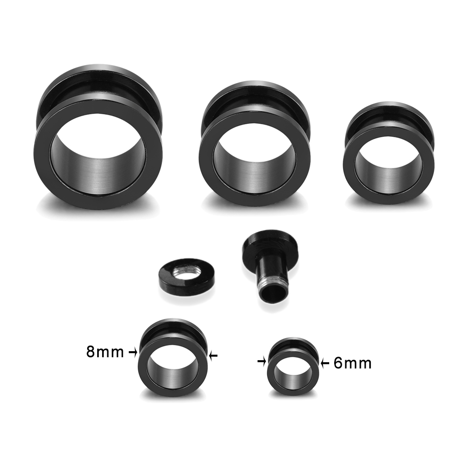 2 uds dilatadores de oreja de acero túneles de carne para expansión de orejas 1,6mm-30mm expansores de oreja tornillo ajuste enchufe pendientes joyería