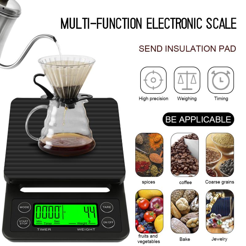Usb-laddare hushållskaffe som väger 0.1g dropp kaffevåg med timer bärbar elektronisk digital köksvåg