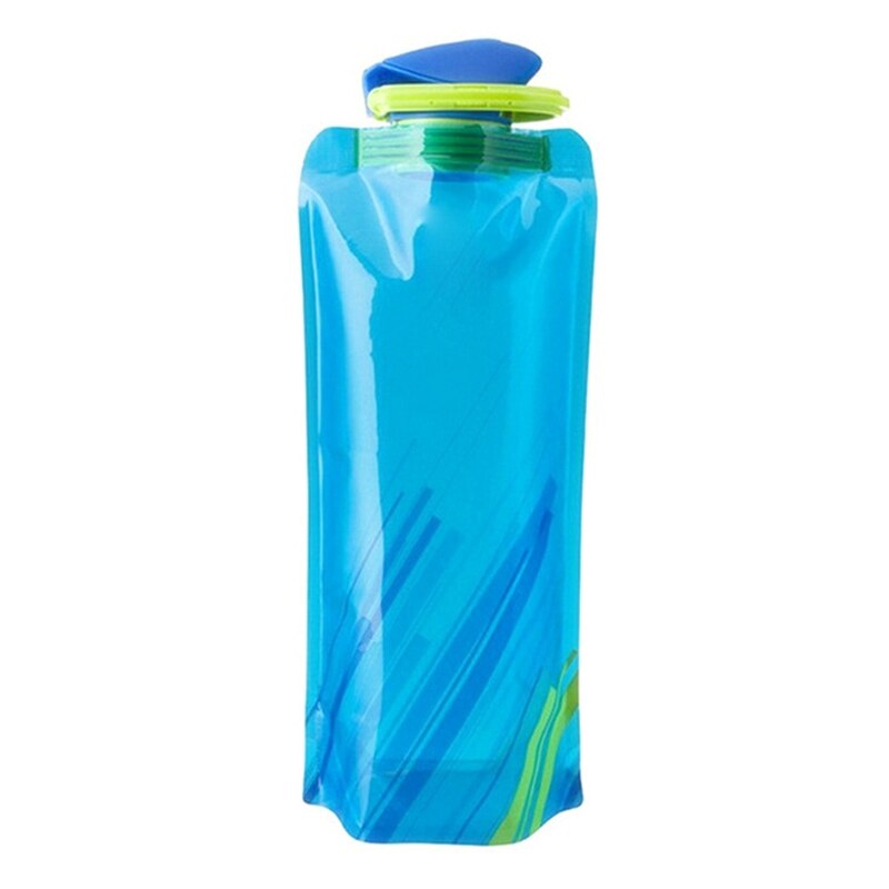 Bolsa de plástico plegable para botella, bolsa ligera y portátil para acampar, senderismo y Picnic, 700ml: Azul