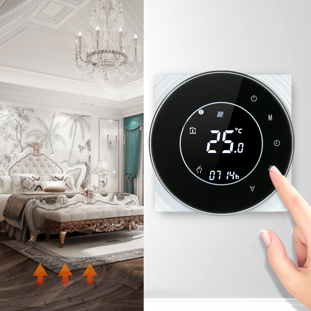 5A Programmable Water Heating Controller Temperature Regulator Thermostat Touchscreen LCD with Backlight Voice Control Function