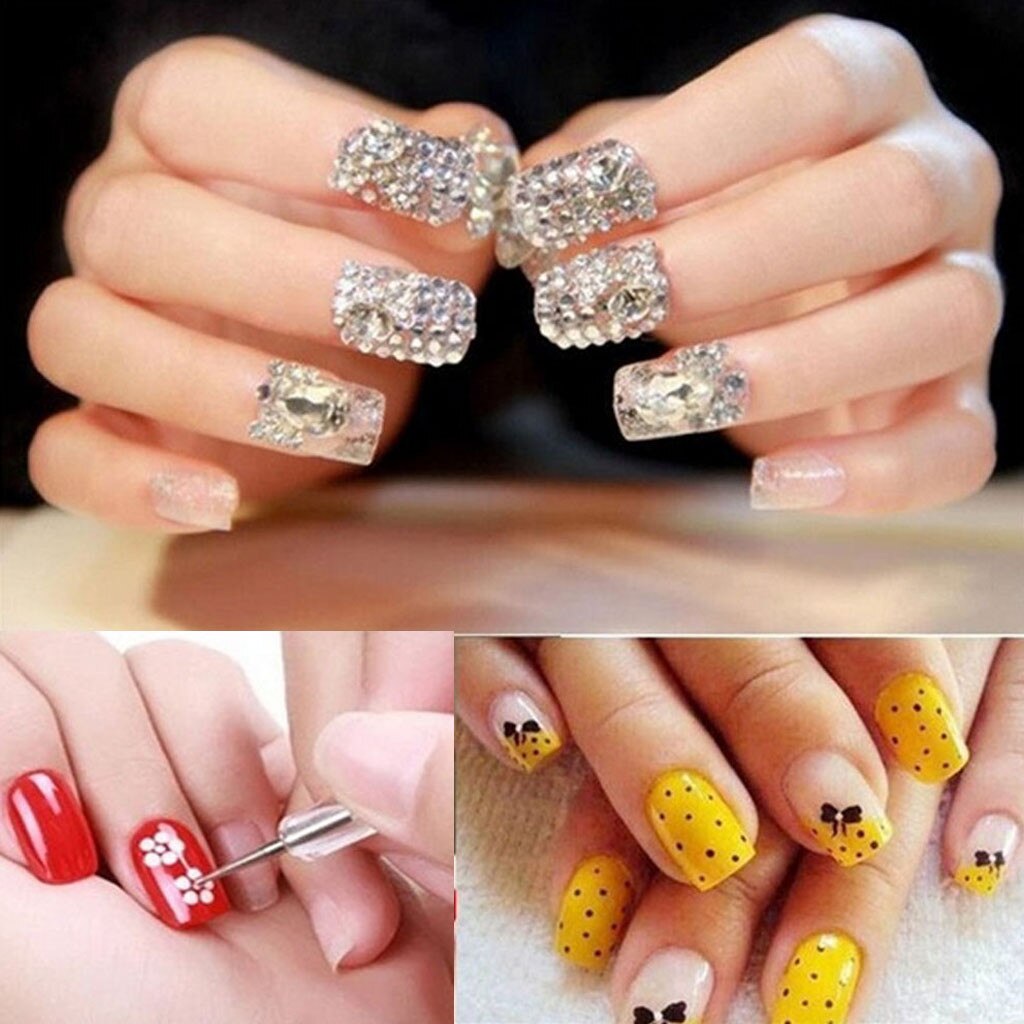 DIY Nail Art Dotting Pen Double-head Nail Dotting Marbleizing Metal Manicure Polish Dot Painting Fingernail Tool 5pcs/set