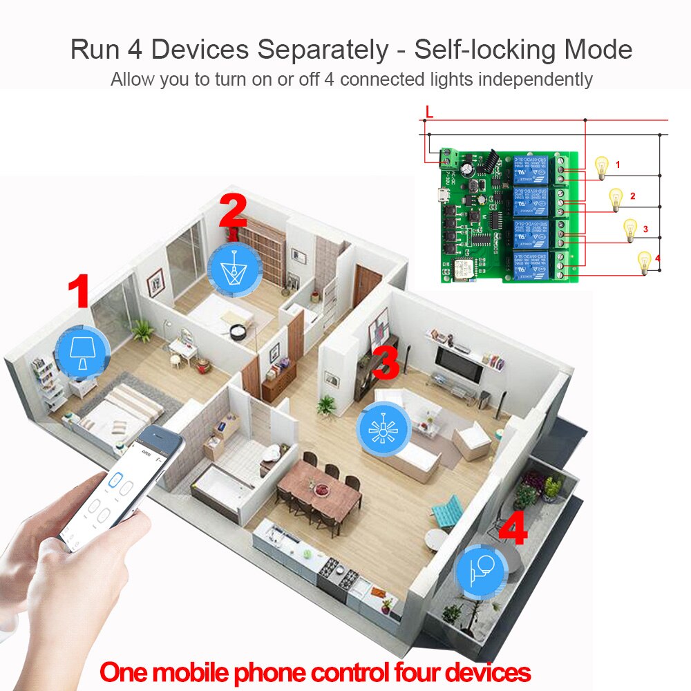 Wifi Smart Switch RF Relay Module Supports EWELINK App Remote Control DIY Light Breaker 12V 24V 220V Work With Alexa Google Home