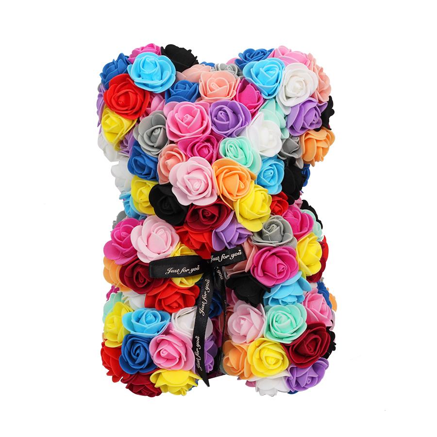 gros pas cher 25cm ours rouge Rose ours en peluche Rose fleur artificielle décoration de noël pour les femmes saint valentin: A10