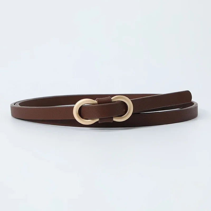 PU-leer damesmode riem metalen knoopgesp Tailleband Buikband voor jurkjeans: Dark Brown