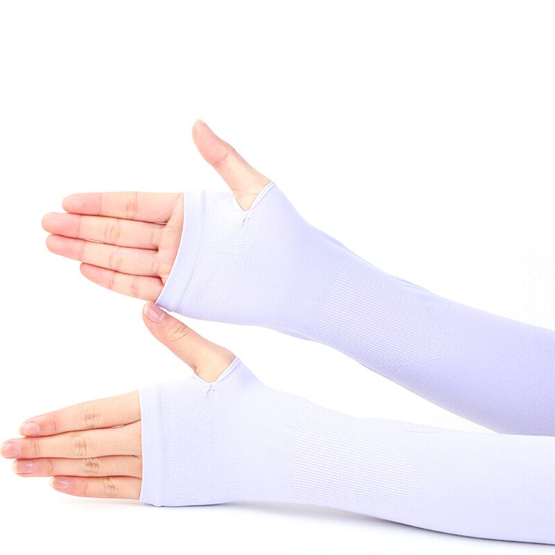 1Pair Sun Hand Protection Long Gloves Women Sunscreen Anti-UV Arm Warmer Half Finger Cotton Long Fingerless Gloves Cuff