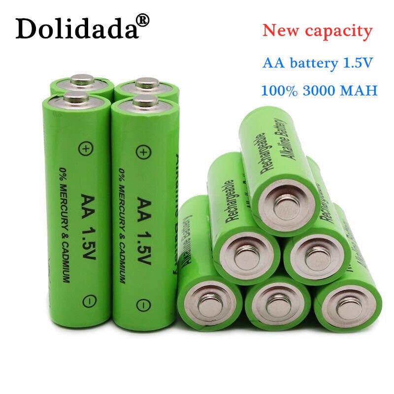 1-50 Uds nueva AA batería recargable 3000mah 1,5 V nueva batería alcalina recargable para luz led juguete mp3