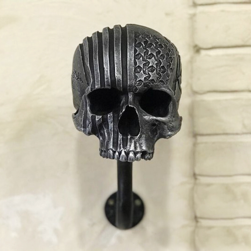 Motorcycle Helmet Rack, Helmet Holder Wall Mount Skull Rack Helmet Hanger for Coats, Caps, Hats