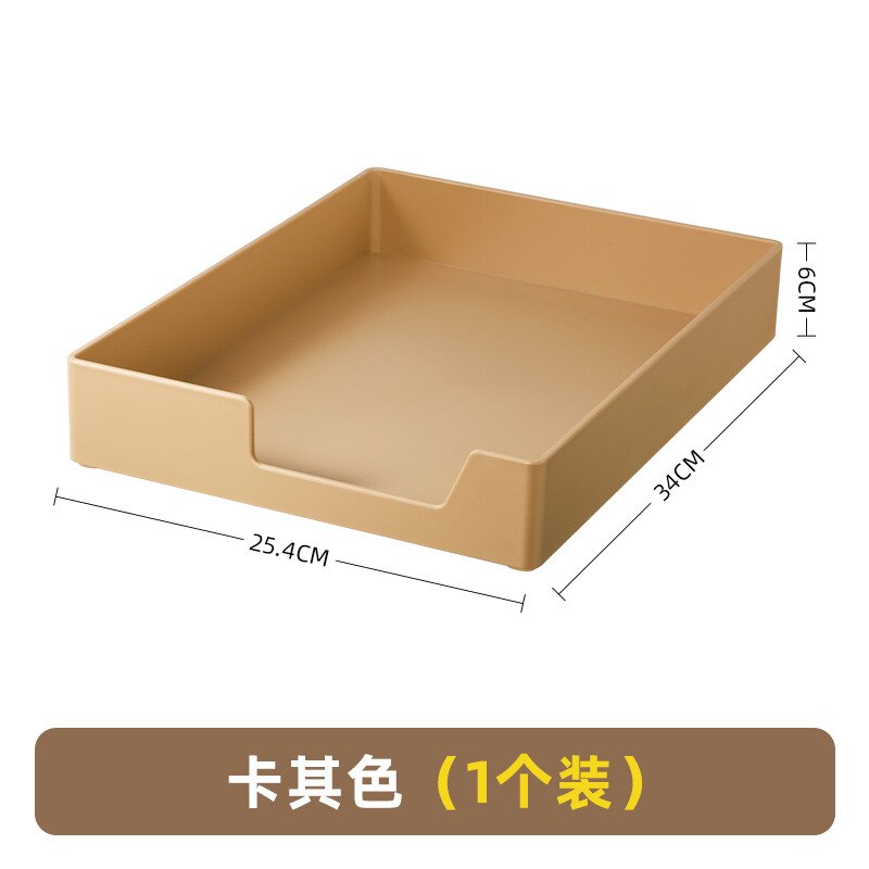 1pcs Desktop File Tray Organizer Document Paper Organizer Rack Plastic Book Shelf Storage Holder Office Stationery Storage Box: Khaki-1pcs