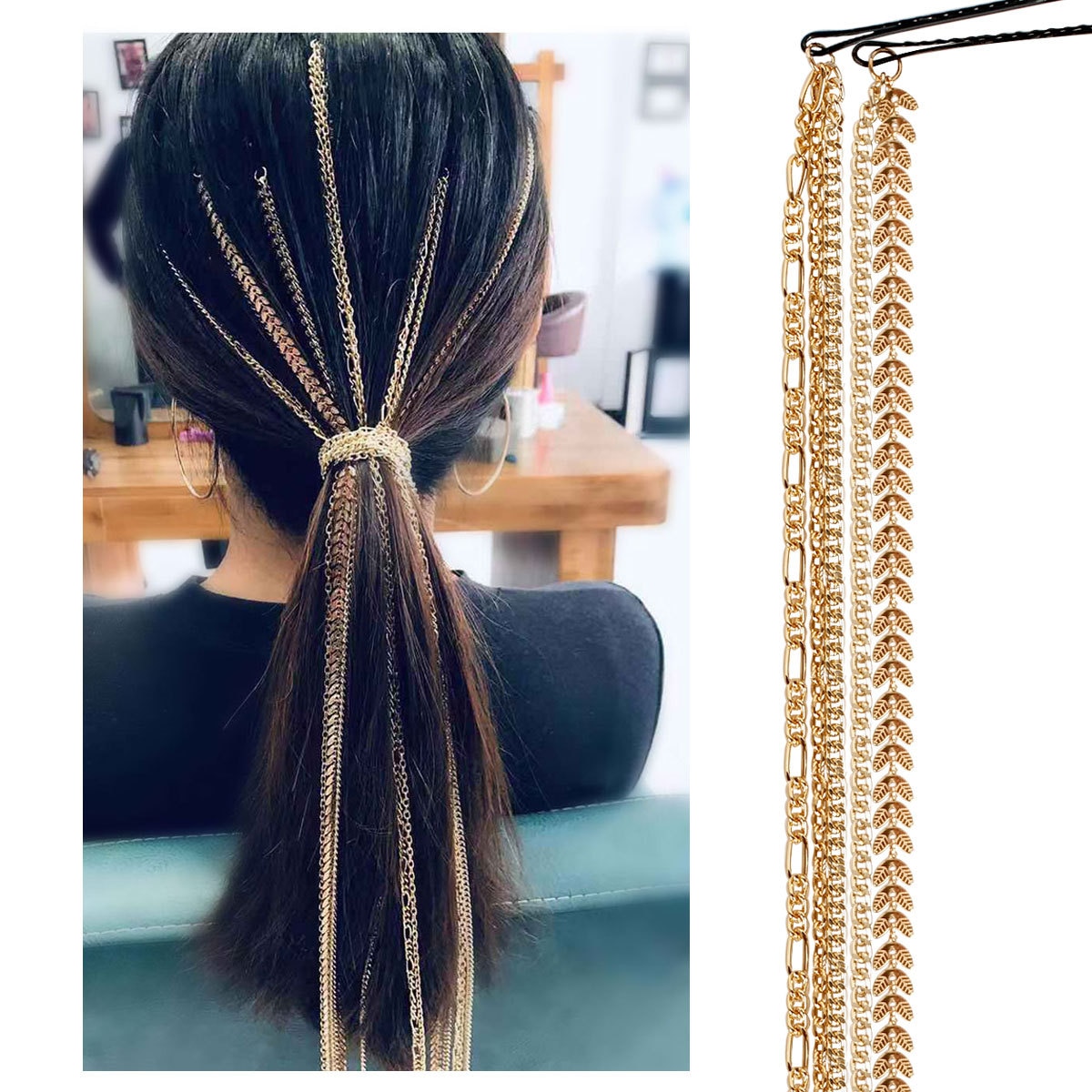 Charm Gold Color Hair Accessories For Women Clip Pins Tassel Hair Chain Jewelry Head Bands Bridal Wedding Accessories