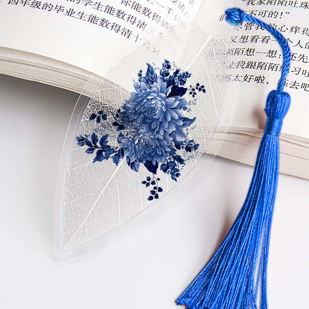 Creatieve Chinese Stijl Bladwijzer Met Kwastjes Mooie Blauw En Wit Porselein Bladader Voor Vriend Student Schoolbenodigdheden: No.11