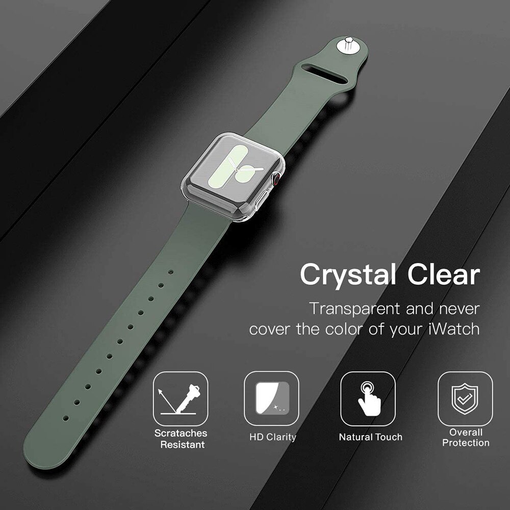 Full Case for Apple Watch Series SE 6 5 4 40MM 44MM 360 Clear Soft TPU Cover Slim Screen Protector Case for Iwatch 3 2 38MM 42MM