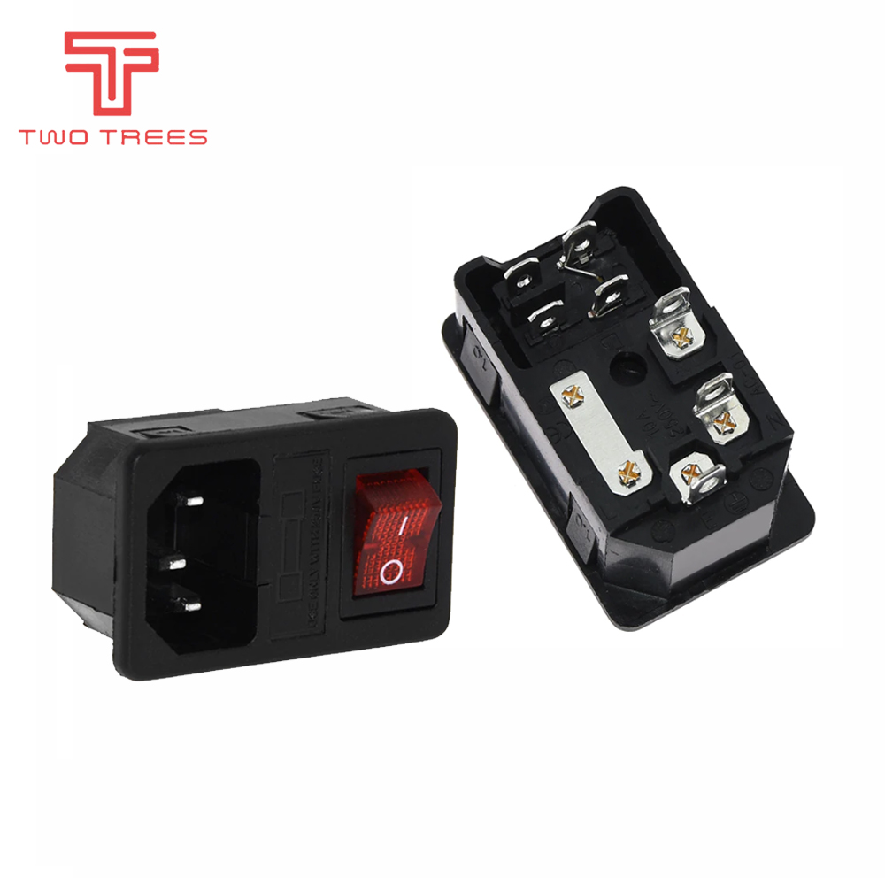 3D Printer Parts 220V/110V 6A Power Supply Switch Male Socket with Fuse for DIY Accessories