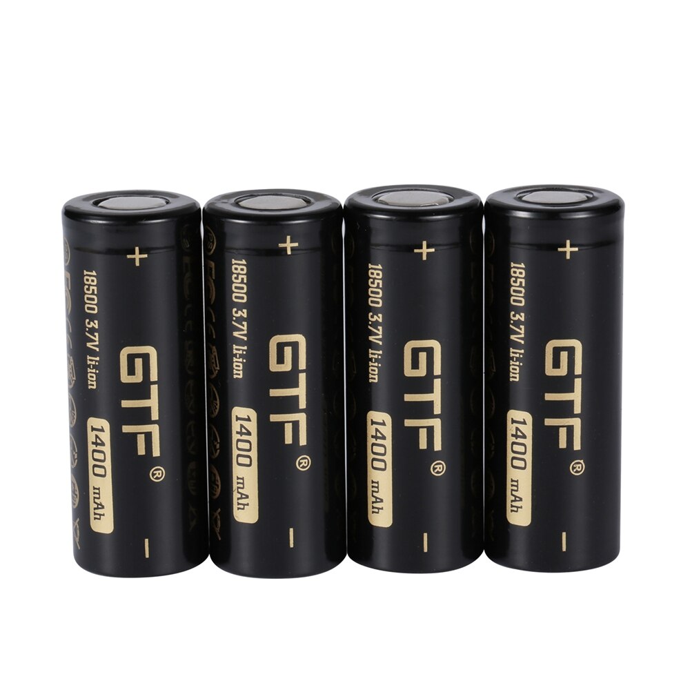 GTF 18500 1400mAh capacità di 100% 3.7V Li-ione Batteria Ricaricabile per la Torcia Elettrica giocattolo prodotti elettronici 3.7V testa piatta batterie
