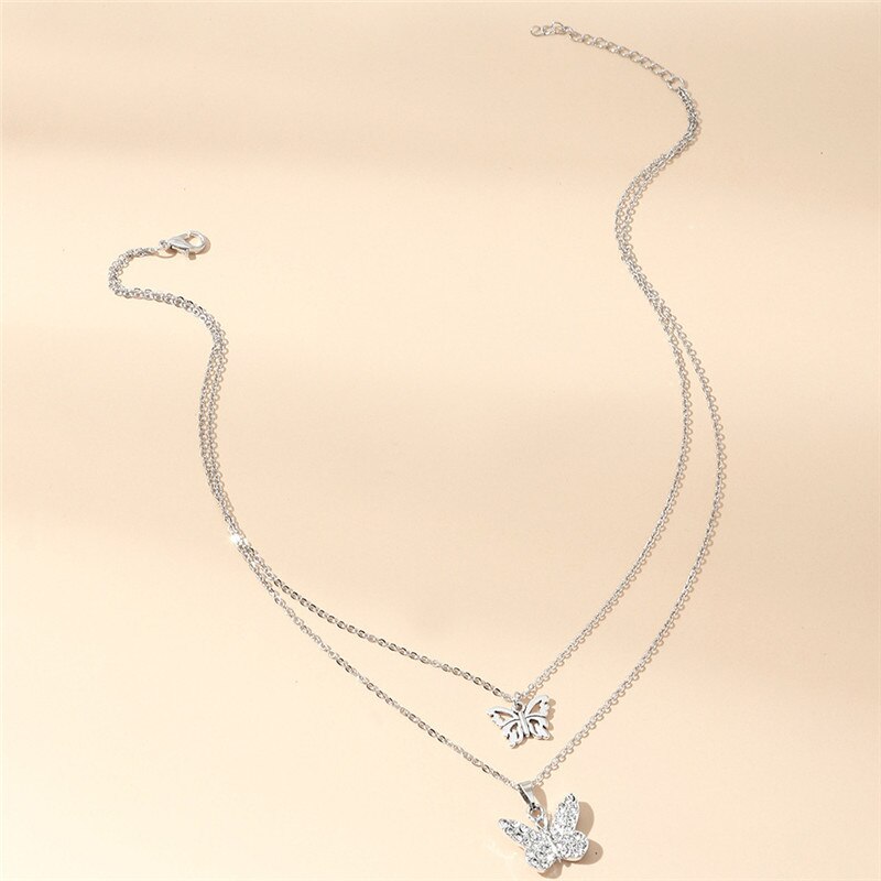 Ketting Multilayer Vlinder Stalen Schijf Gouden Hanger Ketting Voor Vrouwen Trend Vrouwelijke Sieraden Kraag