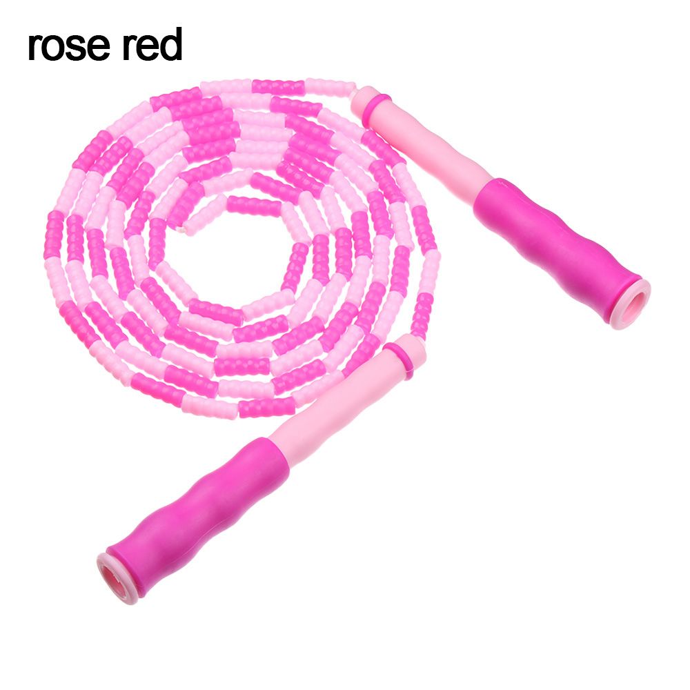 Adjustable Body Building Gym PVC Tangle-Free Fitness Equipment Weight Loss Beaded Jump Rope Bamboo Jumping Rope: rose red