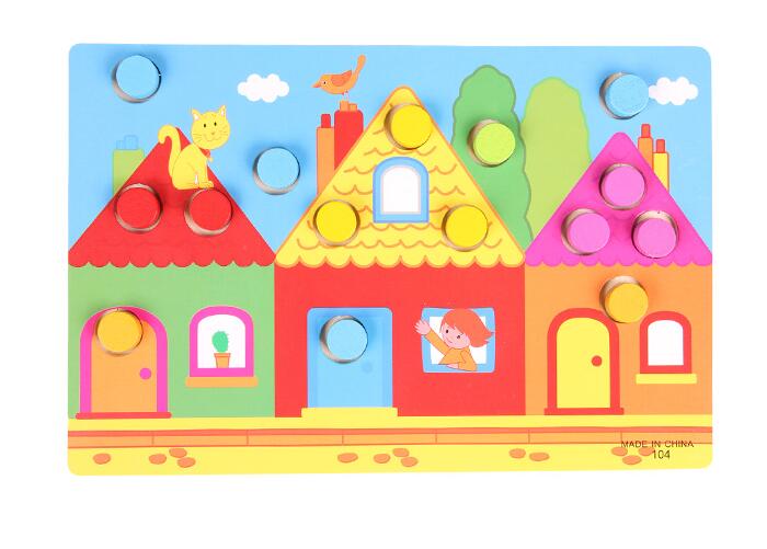 Colorful Cognition Board Montessori Kids Educational Toy Children Jigsaw Puzzle Toys Color Shape Match Game Board Baby Toy GYH: House