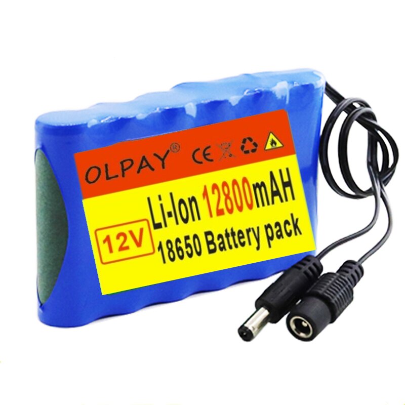 original 12V battery pack 12.8Ah 18650 Rechargeable Lithium Ion battery pack capacity DC 12.6V 12800mAh CCTV Cam Monitor