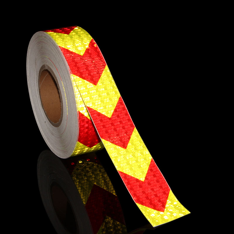50M Reflektierende Material Band Aufkleber Sicherheit Warnband Reflektierende Film Auto Aufkleber 6 farben Weiß Gelb Orange verrotten Blau aufkleber: Flu-rot-Pfeil