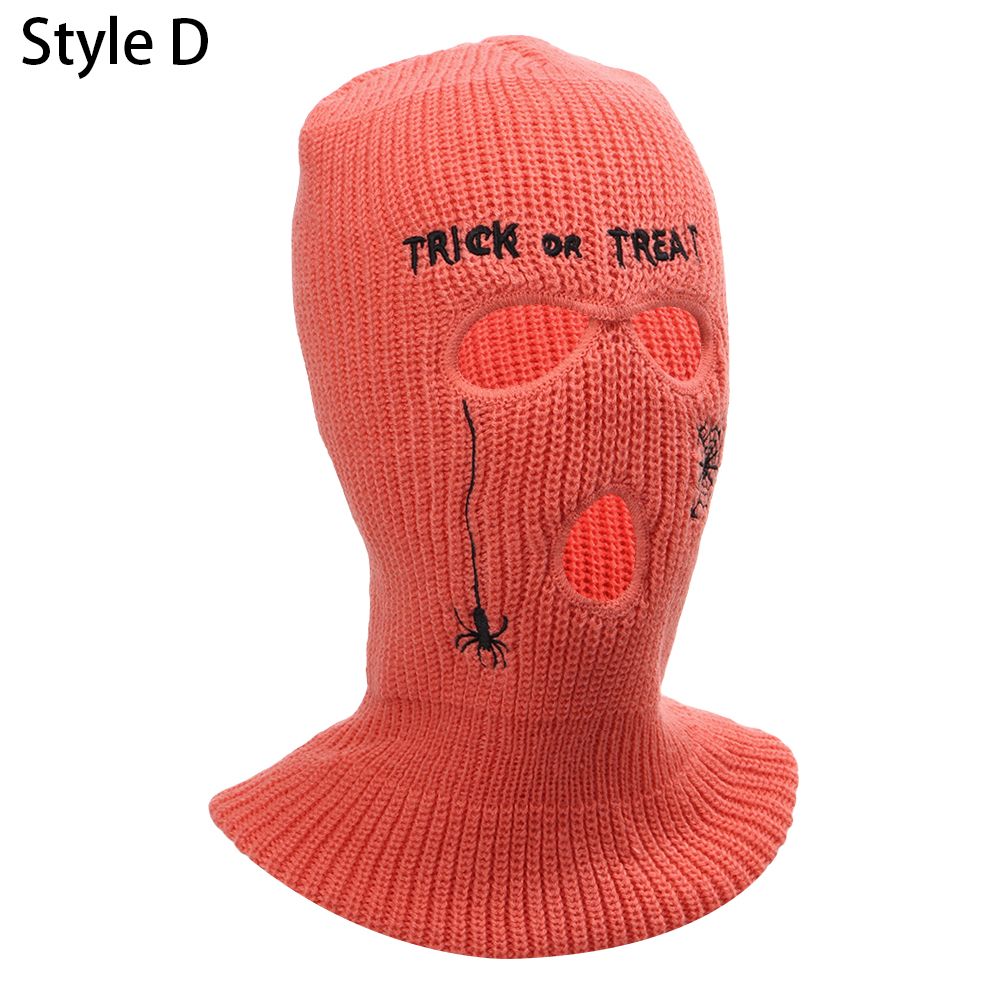 Borduren Fietsen Bivakmuts Warmer Bonnet Drie Gat Hoed Vrouwelijke Beanie Caps Winter Herfst Hoeden Gebreide Mutsen: Style D