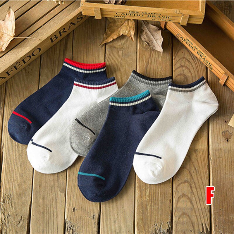 5 paire hommes chaussettes de sport invisibles court cheville chaussettes respirant mince bateau chaussette B88: f