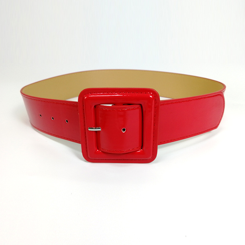 plus size belt wide big shiny patent leather belts for women red waist black ceinture femme taille riem: Red