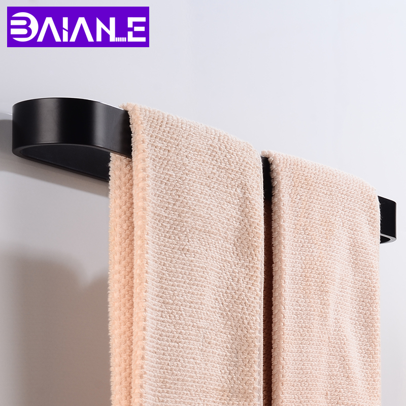 Handdoek Bar Houder Zwarte Handdoek Rail Houder Wandmontage Badkamer Handdoekenrek Opknoping Houder Aluminium Slipper Rack Bad Accessoires