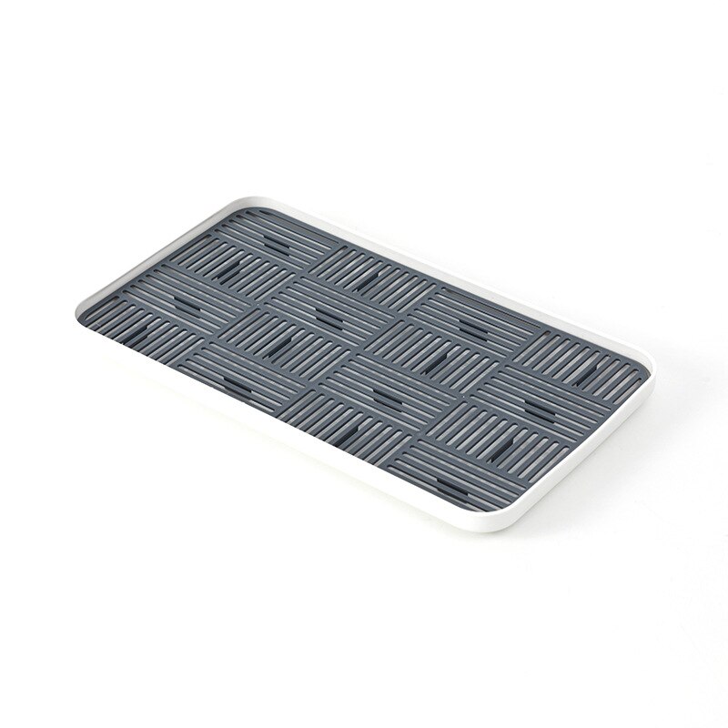 Kitchen Storage Drain Tray,Bottle Cup Bowl Cutlery Dish Drainer,Dish Drying Rack,Sponge Holder,Countertop Kitchen Sink Organizer: gray L