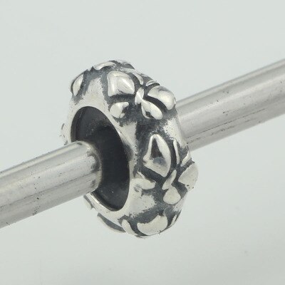 Authentic 925 Sterling Silver Spacer Stopper Heart Flower Bead Charm Fit European Style 3.0mm Bracelet Jewelry