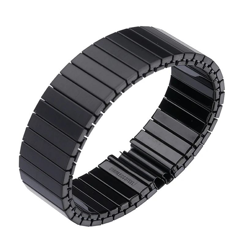 Elastic Stretch Watch Strap Stainless Steel Watch Band 14mm 16mm 18mm 20mm 22mm Metal Expansion Strap Wristband Bracelet Tool: M / silver / 19mm