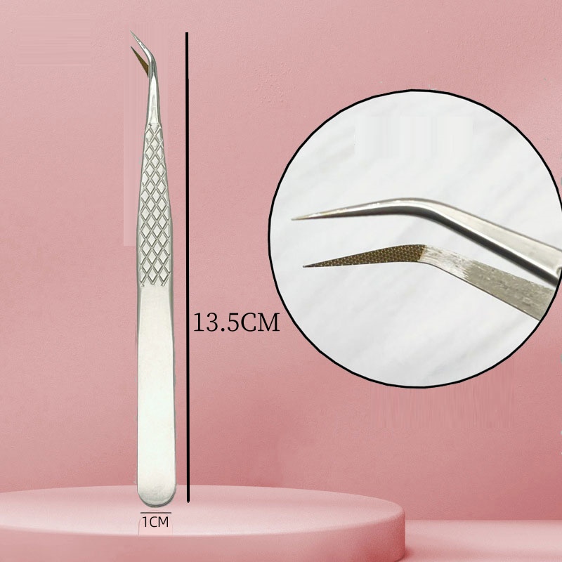 Pinzas para pestañas postizas con punta de fibra nanométrica para extensión de pestañas, Mega volumen, punta cerrada perfecta, aislamiento de bota, herramientas de maquillaje para artistas: Rojo rosado