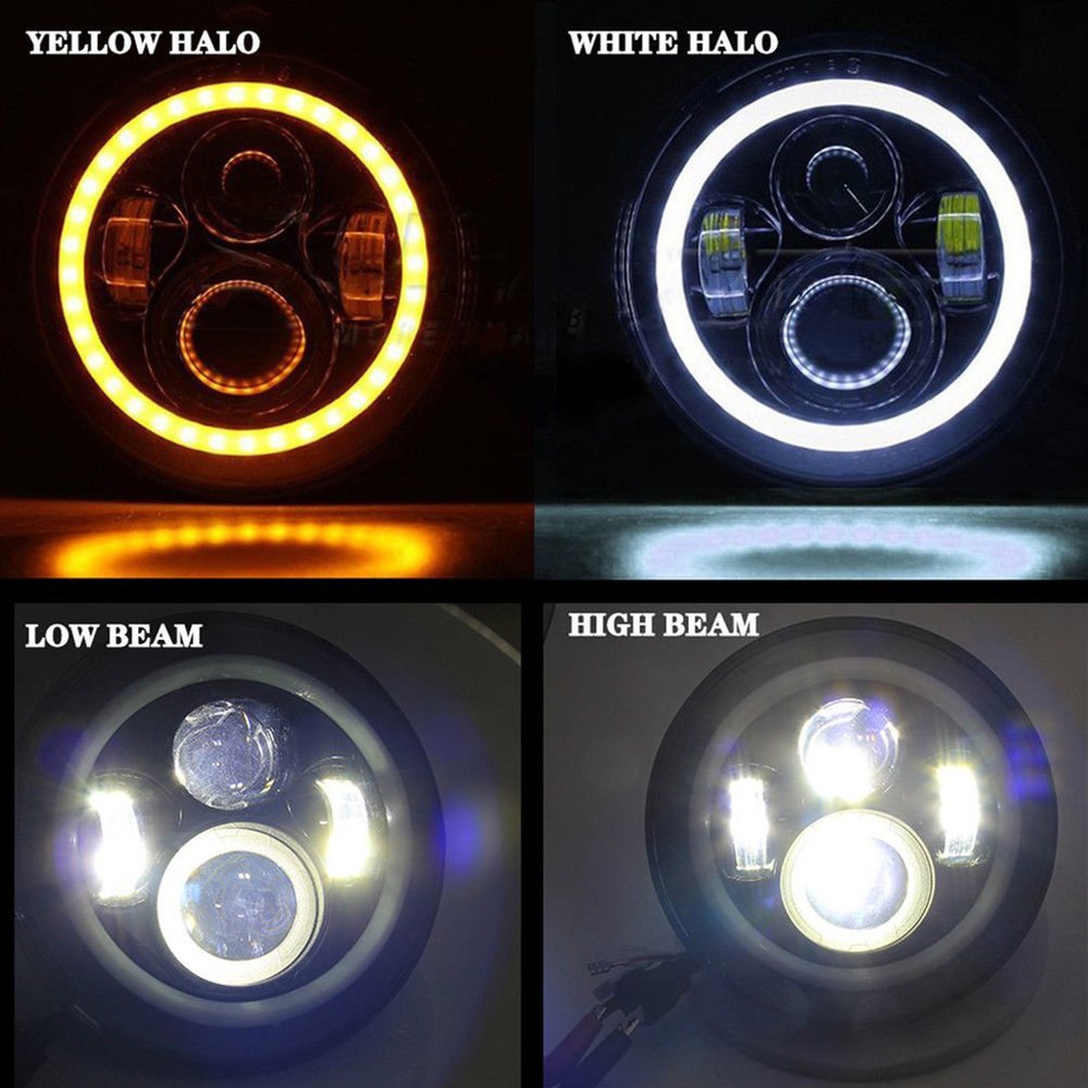 2 pièces 7 pouces 45W LED ronde phares Halo Angle yeux pour Jeep pour Wrangler pour JK LJ TJ CJ phares lumière de travail hors route