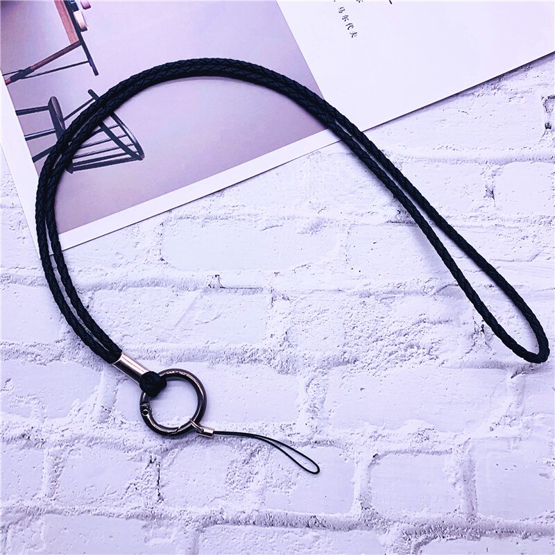 PU Leather Keychain Lanyard Soft woven Rope Mobile Phone Neck Strap Lanyards for ID Card key chain USB badge holder DIY Lariat: coffee