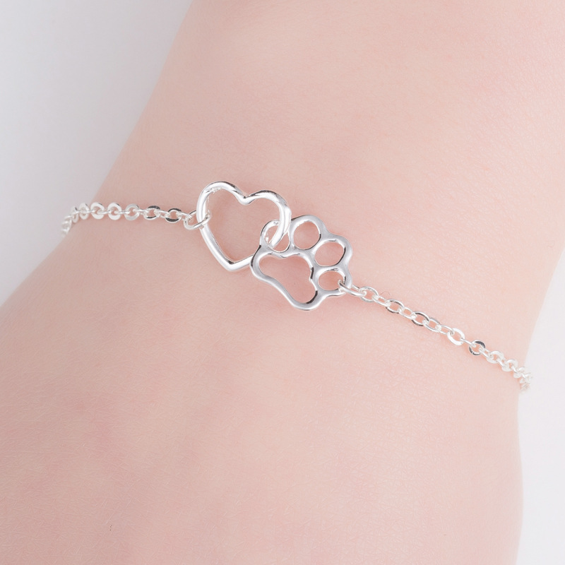 Zilver Kleur Leuke Dierlijke Voetafdrukken Hond Kat Voetafdrukken Poot Kettingen Vogel Hand Hangers Vrouwen Rvs Sieraden