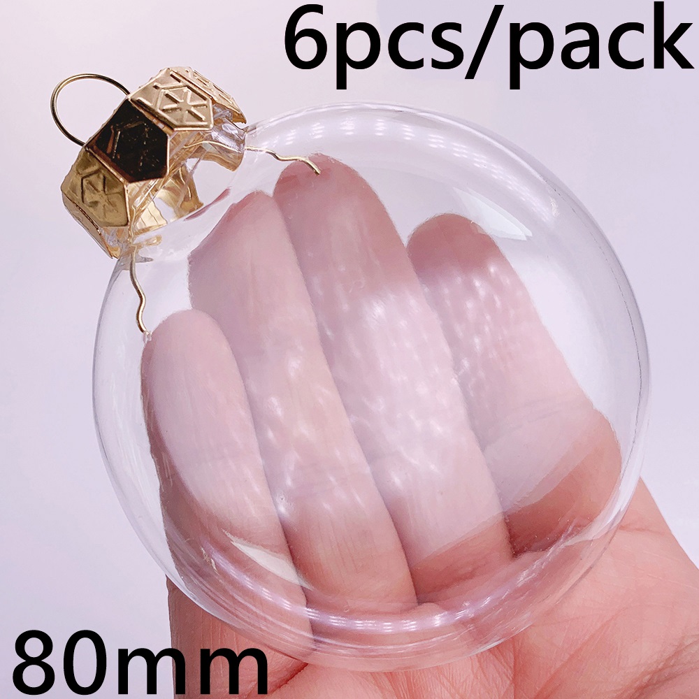 6 Stuks X Diy Shatterproof Transparant Huis Kerstversiering Kerstbal Ornament 115*60Mm Plastic Diamant
