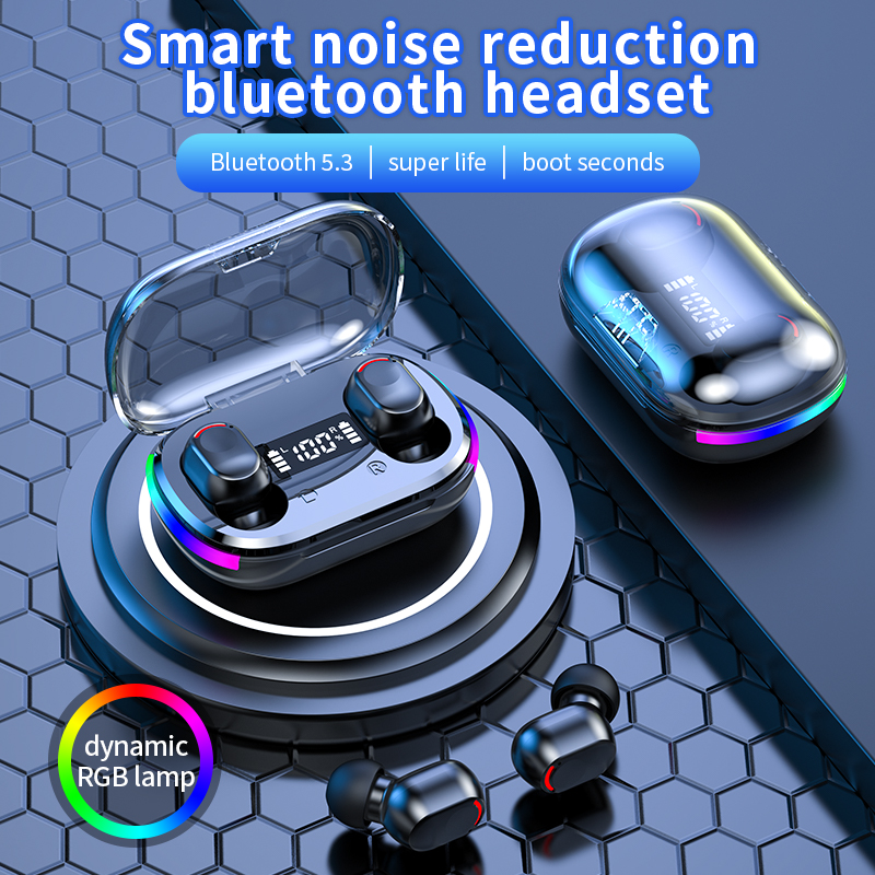 wireless earphones with colorful lights, HiFi sound , touch operation, LED display charging case, suitable for mobile