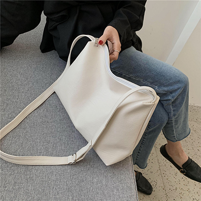 Große Kapazität Tote Für Frauen Große Crossbody Stil Pu Große Schulter Taschen Für Damen Handtaschen lässig Einfarbig Tote: Weiß