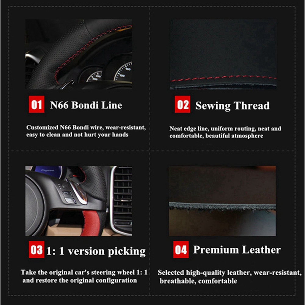 Car Steering Wheel Cover Soft Black Artificial Leather Original Steering Wheel Braid For Subaru WRX (STI) Levorg
