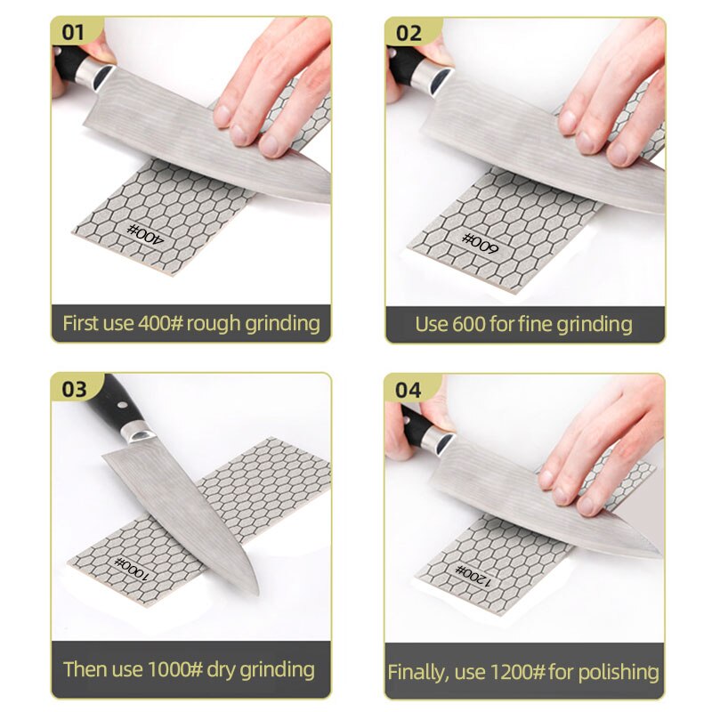 Afilador de cuchillo de diamante piedra de afilar de accesorios de herramientas de cocina Gadgets 1- 4 Uds conjunto Grit 400 de 600 de 1000 bien Whetstone