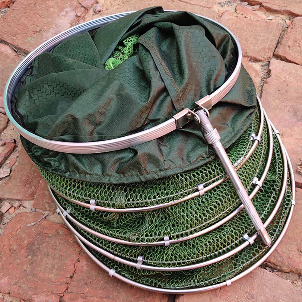 2m/2.5m Folding Telescoping Quick-drying Nylon Mesh Fishing Basket Dip Nets Fyke Net Shrimp Cage Outdoor Fishing Tackle Gear